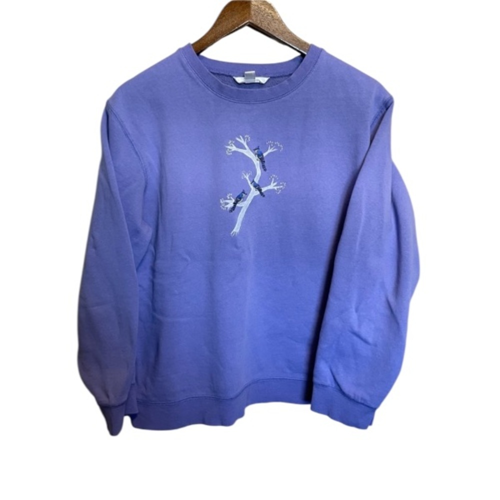 Northern Reflections Purple Vintage Crewneck Bluejay Birds Women’s Large Petite